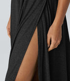 Robe Casual Débardeur Longue Fluide Fendue Dos Nu à Col en U