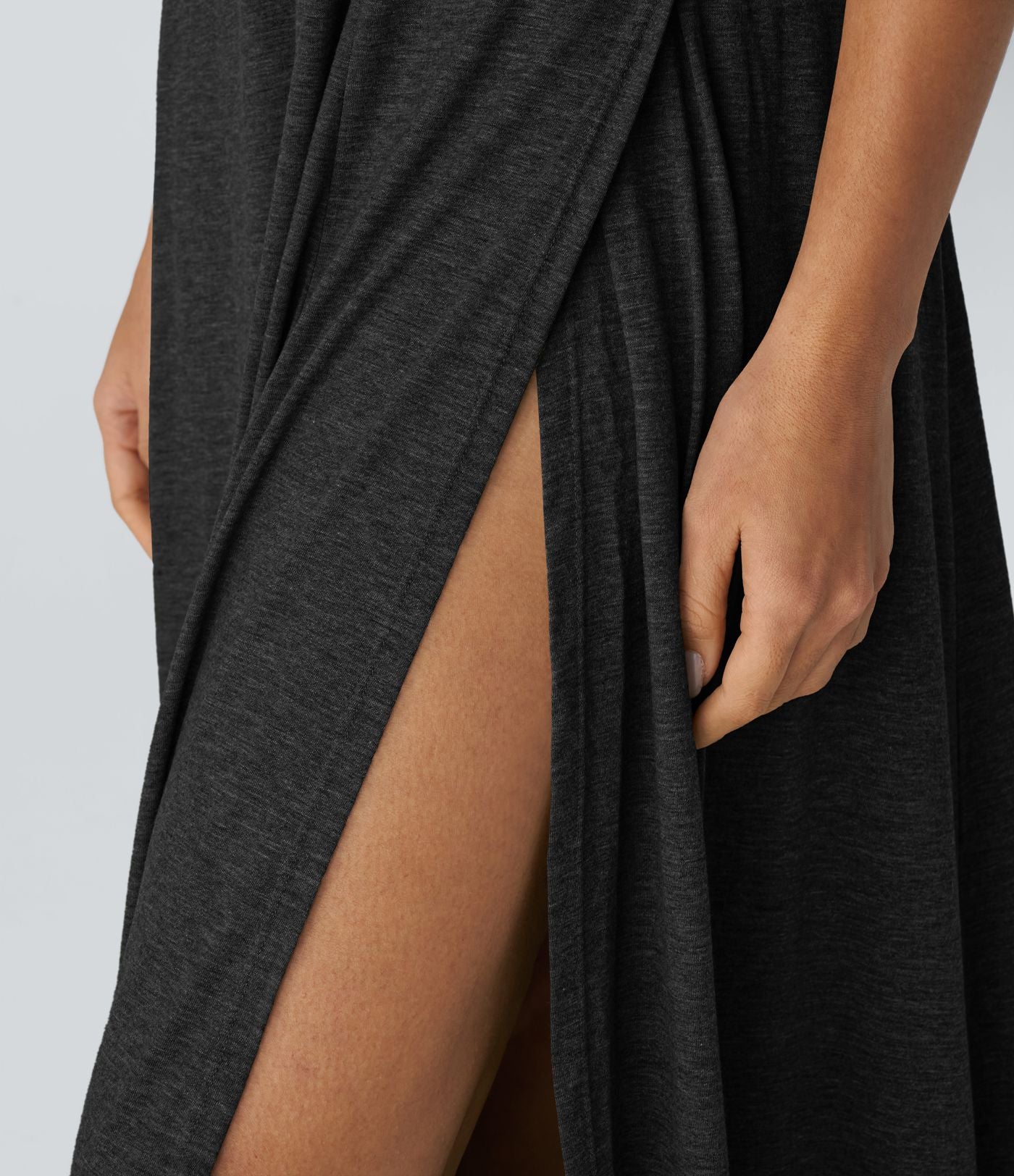 Robe Casual Débardeur Longue Fluide Fendue Dos Nu à Col en U