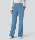 Pantalon tailleur évasé taille mi-haute Halara Flex™ DayStretch avec zip latéral et poches