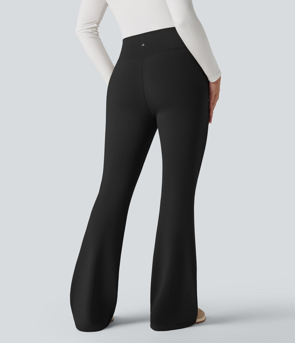 Pantalon yoga évasé polaire taille haute