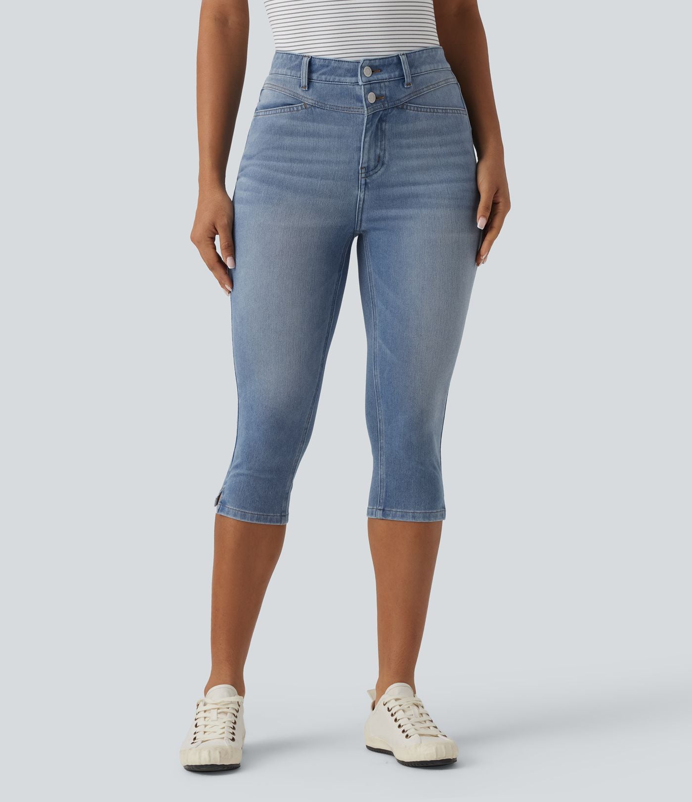 Halara Flex™ Jean slim casual capri taille haute avec fentes et poches
