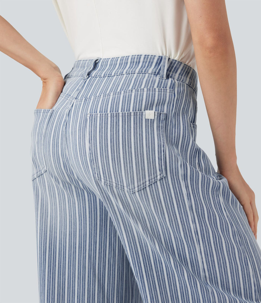 Jean barrel Halara Flex™ rayé taille haute avec poches