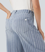 Jean barrel Halara Flex™ rayé taille haute avec poches