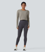 Top de sport yoga SoftlyZero™ QuickDry 2-en-1 dos nu torsadé manches longues avec trous pouces