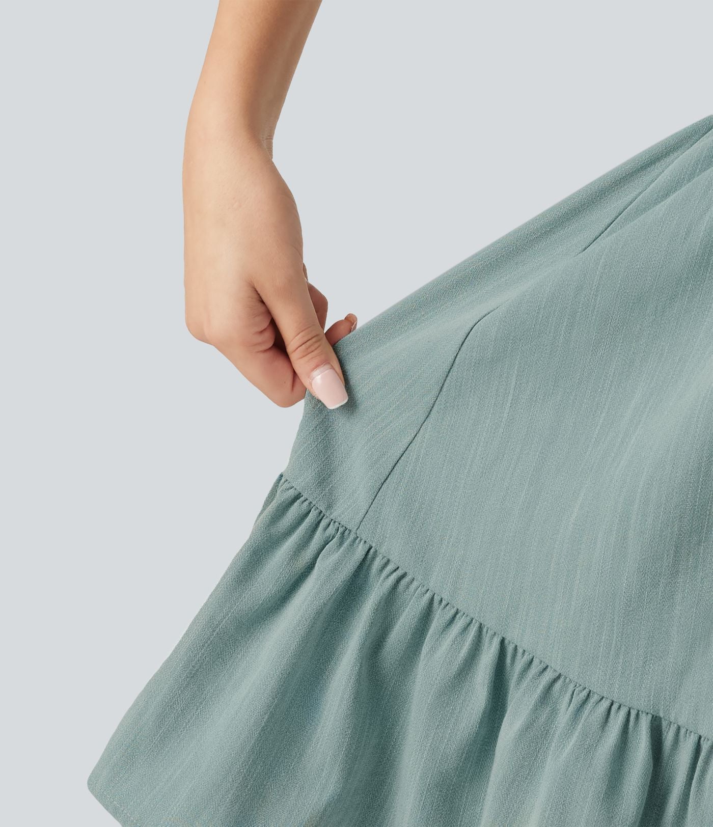 Robe mini à bretelles décontractée fluide aspect lin avec nœud frontal