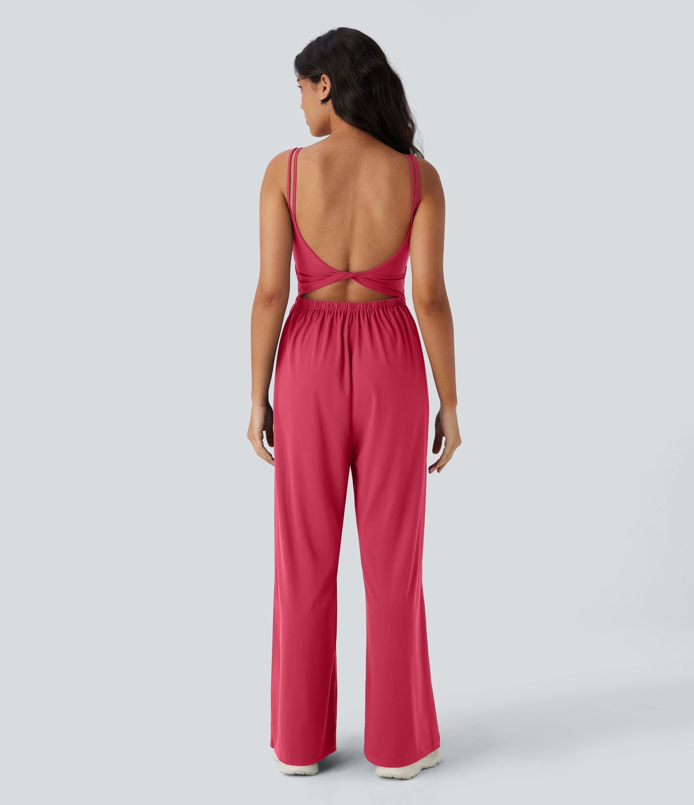 Combinaison de yoga Softlyzero™ Airy à doubles bretelles, dos nu, avec effet torsadé et poches latérales Cool Touch - Édition Easy Peasy