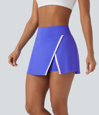 Jupe de tennis mini 2-en-1 à taille haute, fente, blocs de couleur et poche latérale