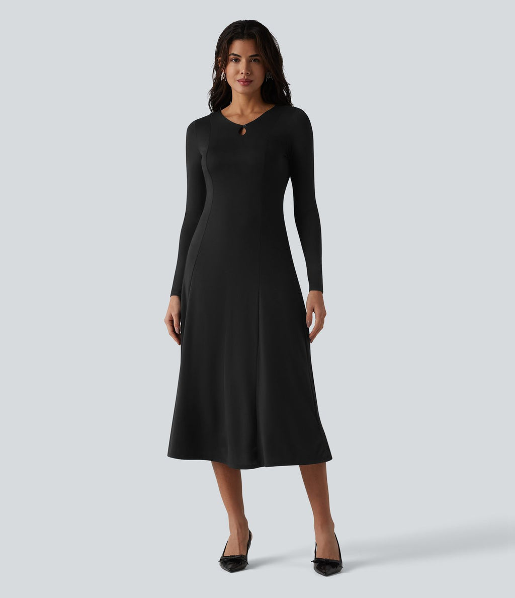 Robe midi à manches longues avec découpes