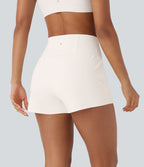 Short 7,5cm Yoga 2 en 1 Super Taille Haute Poches Arrière Poches Cachées Latérales