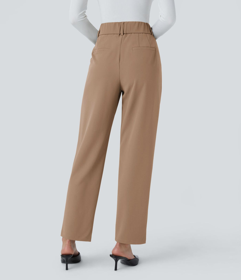 Pantalon tailleur Halara Flex™ fuselé uni, taille haute, avec poches