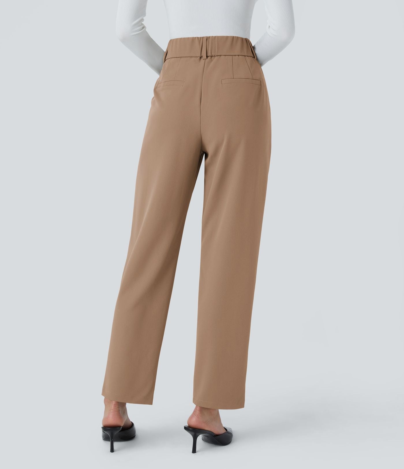 Pantalon tailleur Halara Flex™ fuselé uni, taille haute, avec poches