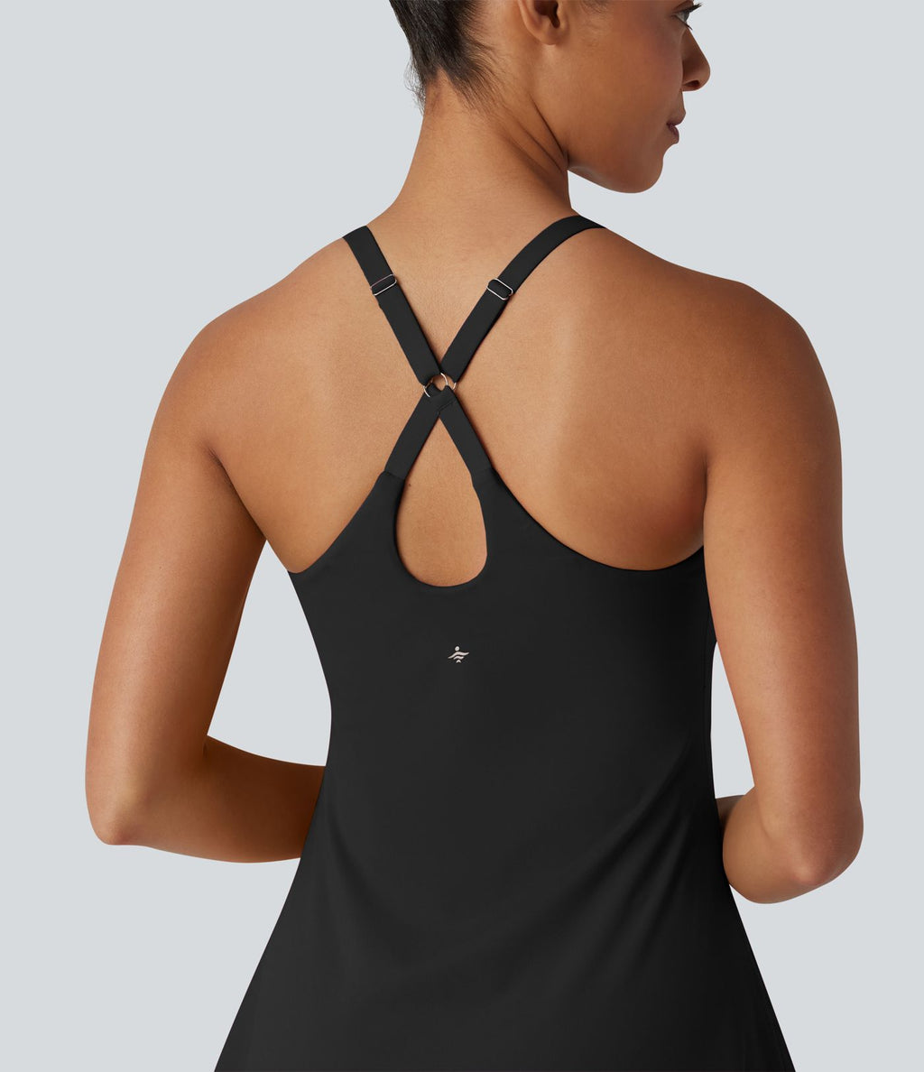 Robe de danse SoftlyZero™ Plush effet push-up dos nu avec bretelles réglables croisées et brassière intégrée bonnets E-G – Édition Easy Peasy