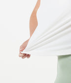 Haut de yoga à une épaule, manches courtes, ourlet arrondi haut-bas, brassière intégrée, séchage rapide