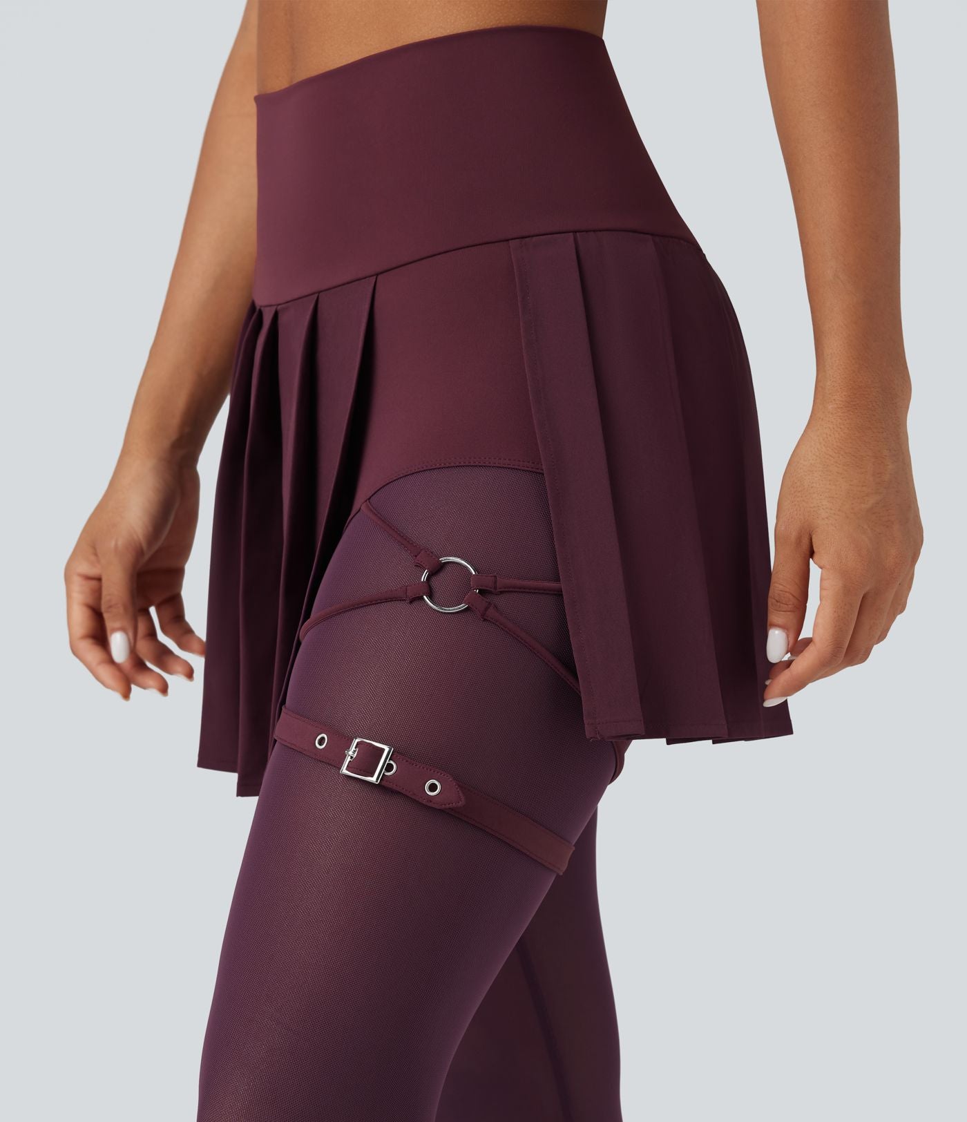 Legging à jupe étrier danse Breezeful™ 2-en-1 taille haute plissé résille contrastante séchage rapide avec poches