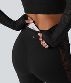 Legging de yoga évasé Halara UltraSculpt™ taille haute gainant avec dentelle contrastante à poches