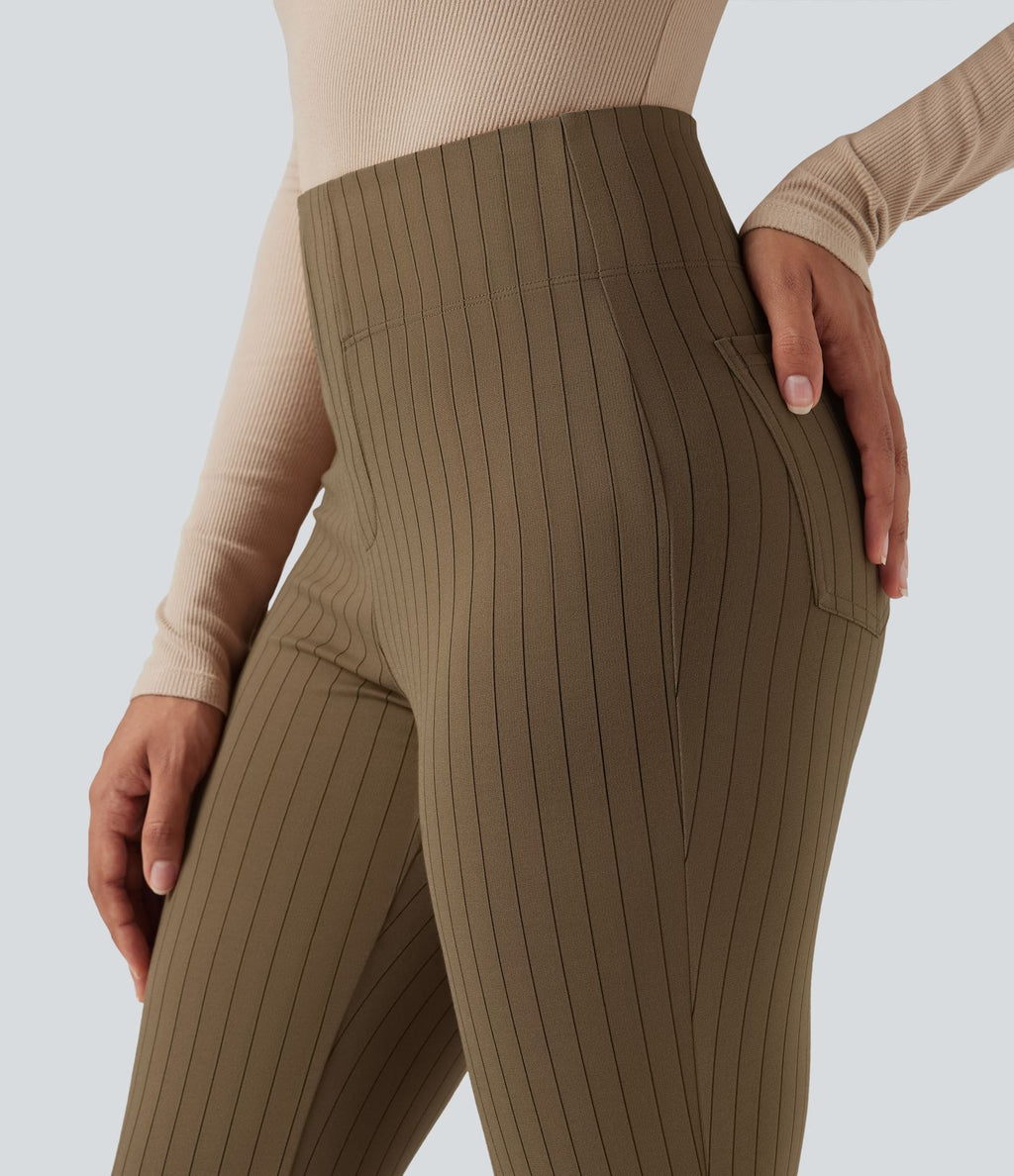Halara Flex™ Pantalon tailleur évasé à rayures taille haute avec poches