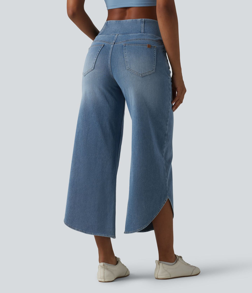 Halara Flex™ Jean large casual taille mi-haute croisée avec ourlet incurvé et poches