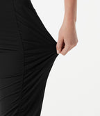 Pantalon slim de running taille haute à séchage rapide avec fronces et poches