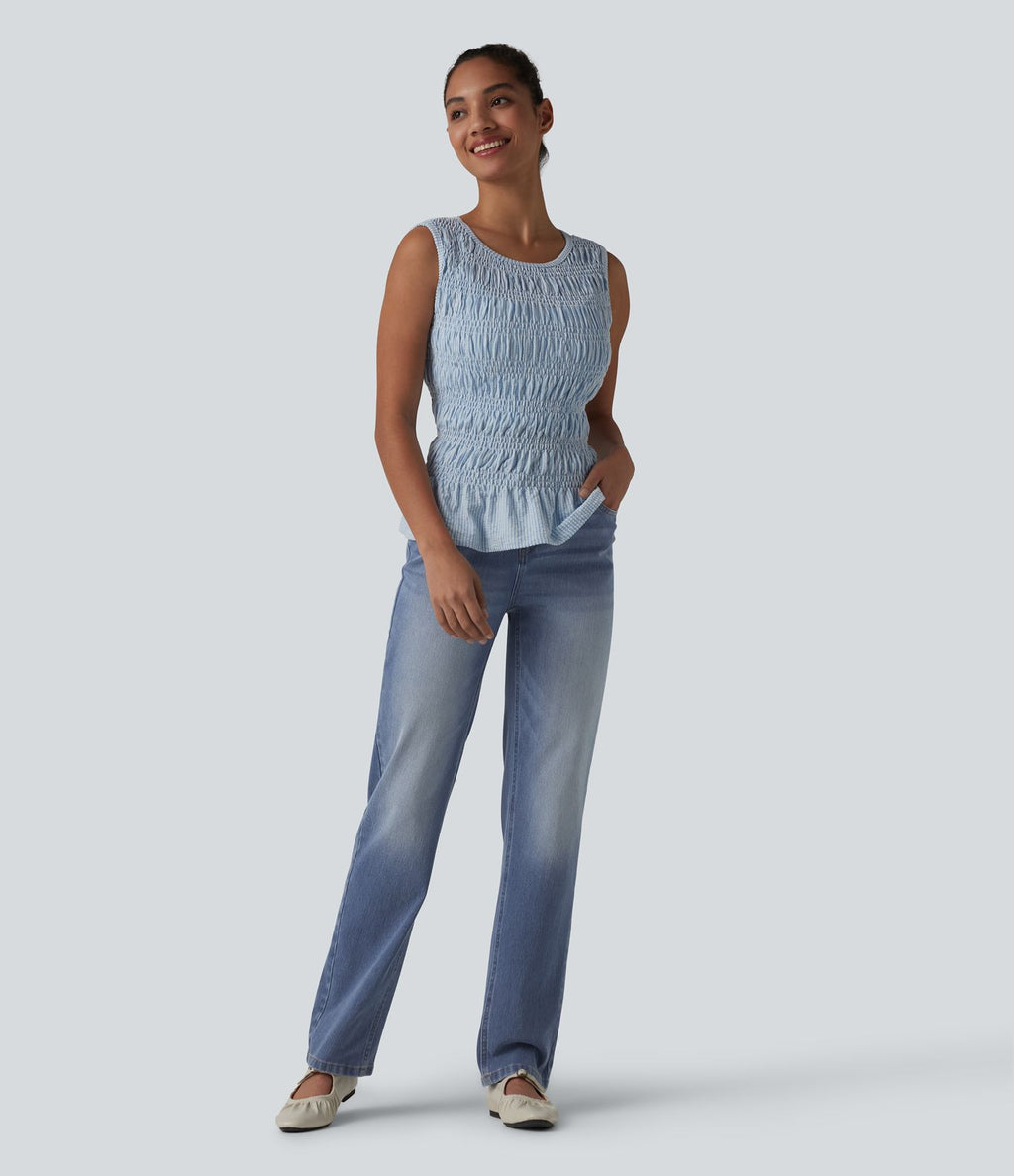 Halara Flex™ Jean droit casual asymétrique taille haute avec poches