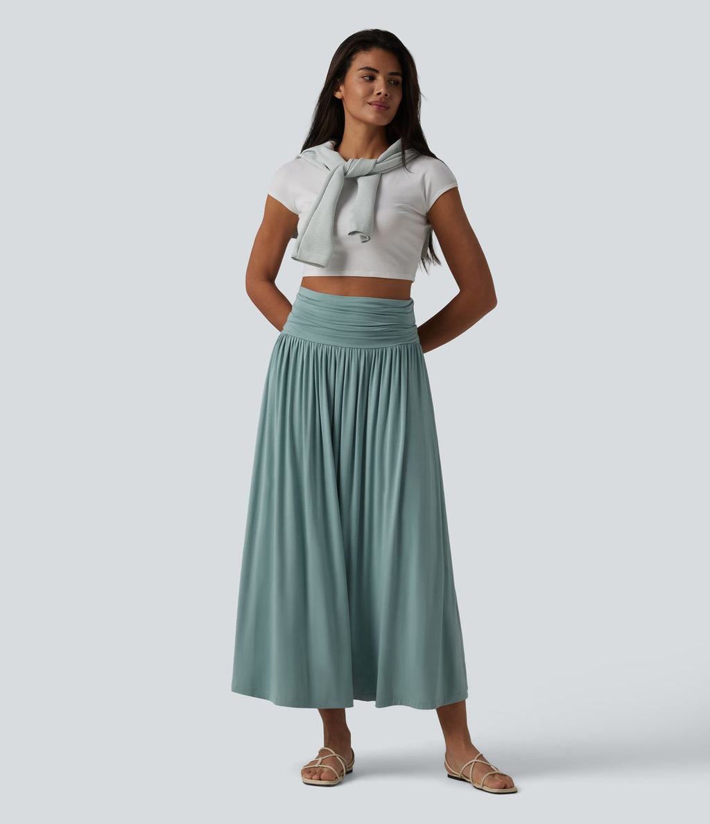 Robe midi casual bustier fluide avec détail froncé