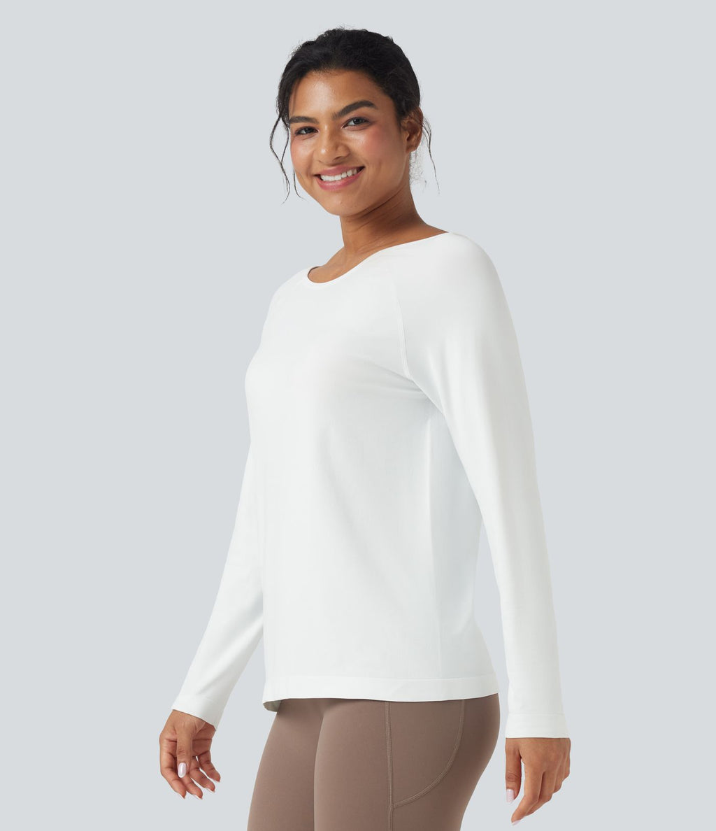 Haut de sport décolleté rond à manches longues sans couture OneForm Seamless Flow