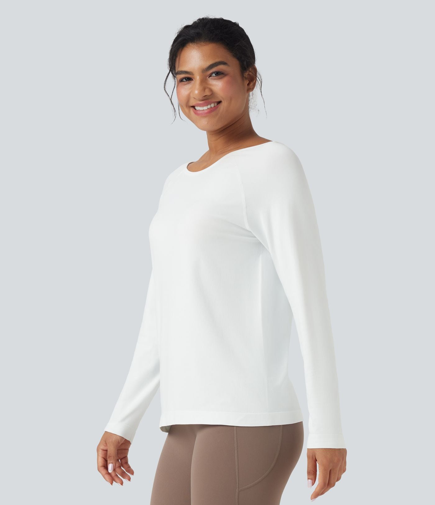 Haut de sport décolleté rond à manches longues sans couture OneForm Seamless Flow