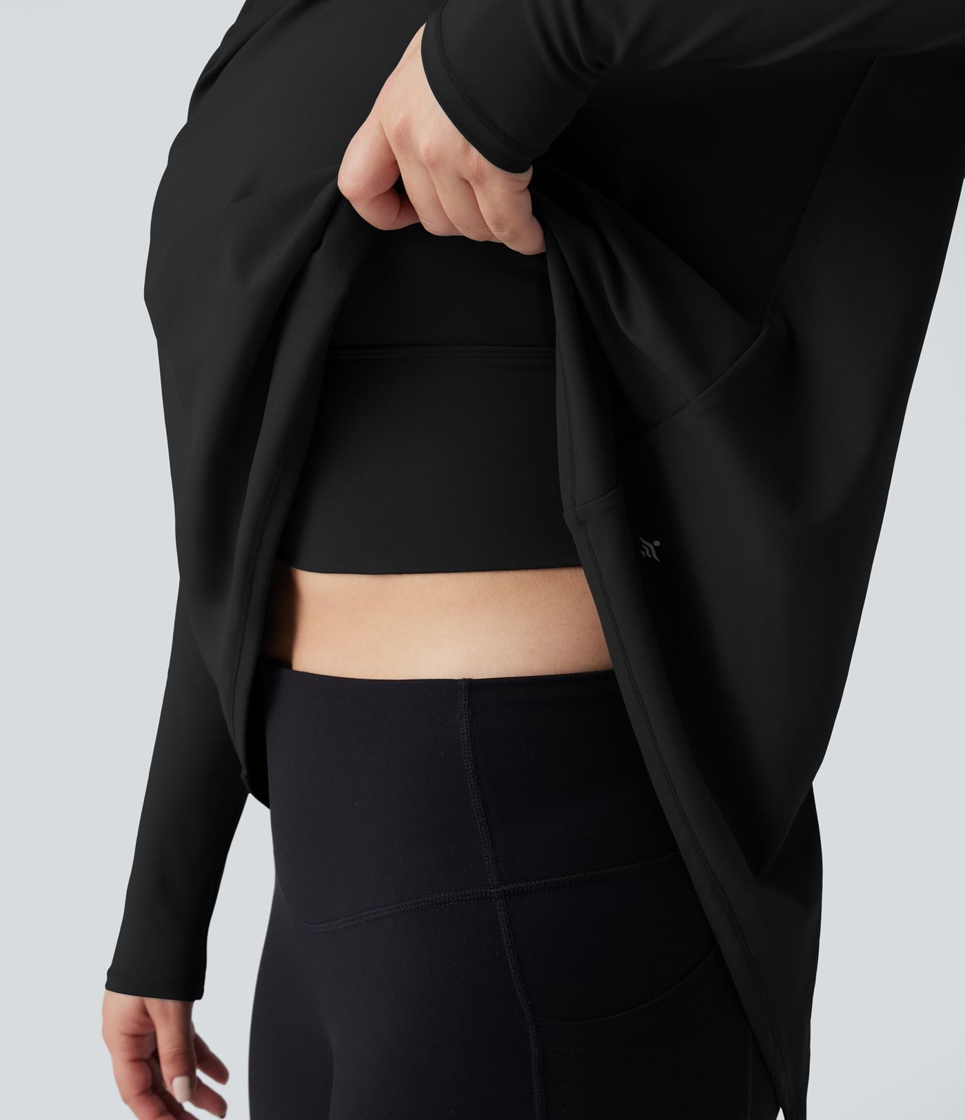 Haut de sport yoga SoftlyZero™ 2-en-1 col rond à manches longues avec nœud au dos et effet frais InstantCool, protection solaire UPF50+