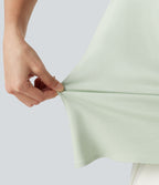 Blouse casual col bateau en mélange de lin à [manches cap] nouée sur le côté