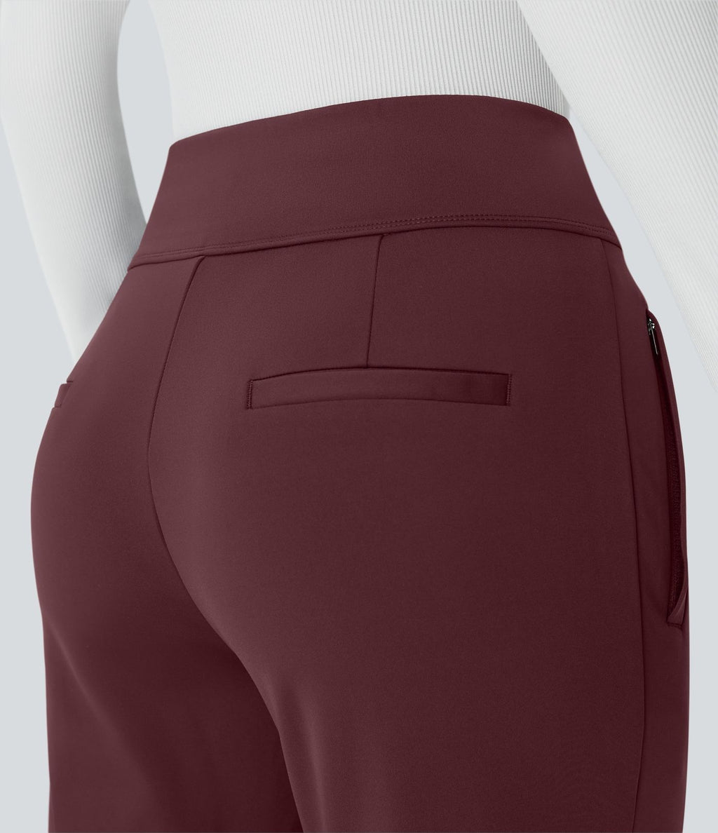 Pantalon tailleur évasé taille mi-haute Halara Flex™ DayStretch avec zip latéral et poches