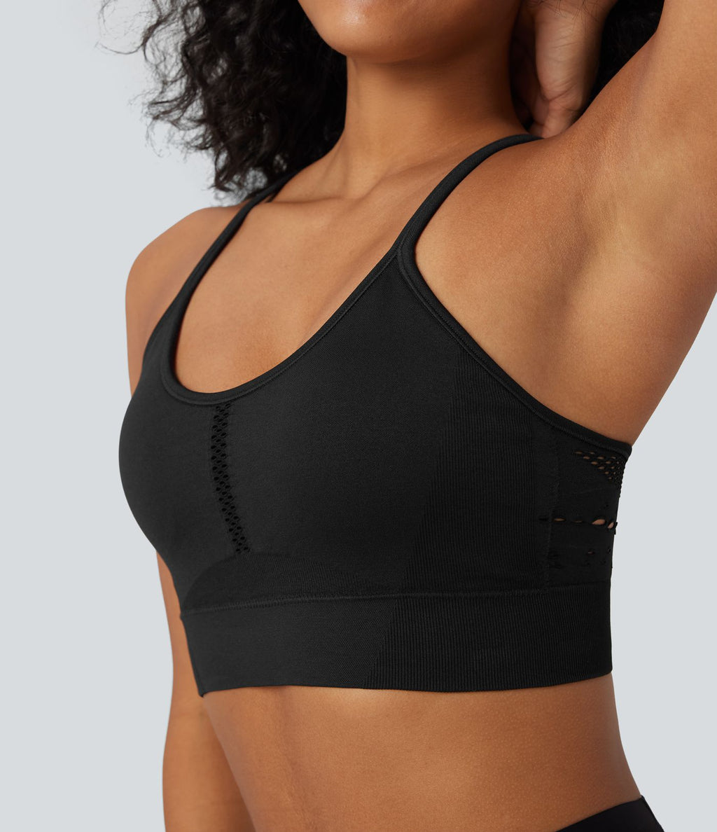Brassière de sport yoga maintien léger col U ajouré OneForm Seamless Flow