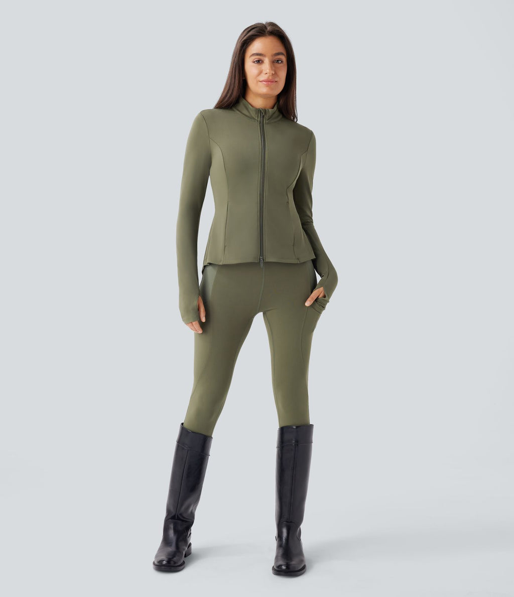 Veste d'équitation ajustée Softlyzero™ avec col montant, passe-pouces, poches, plis et fermeture éclair - Protection UPF50+