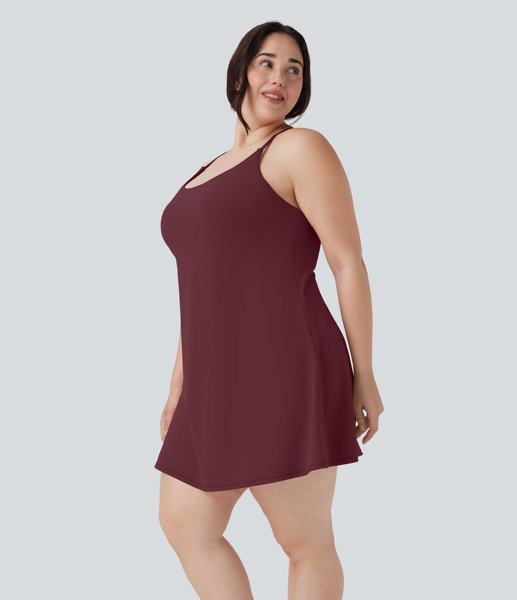 Robe de sport grande taille dos nu Softlyzero™ Plush - longueur rallongée - Easy Peasy Edition