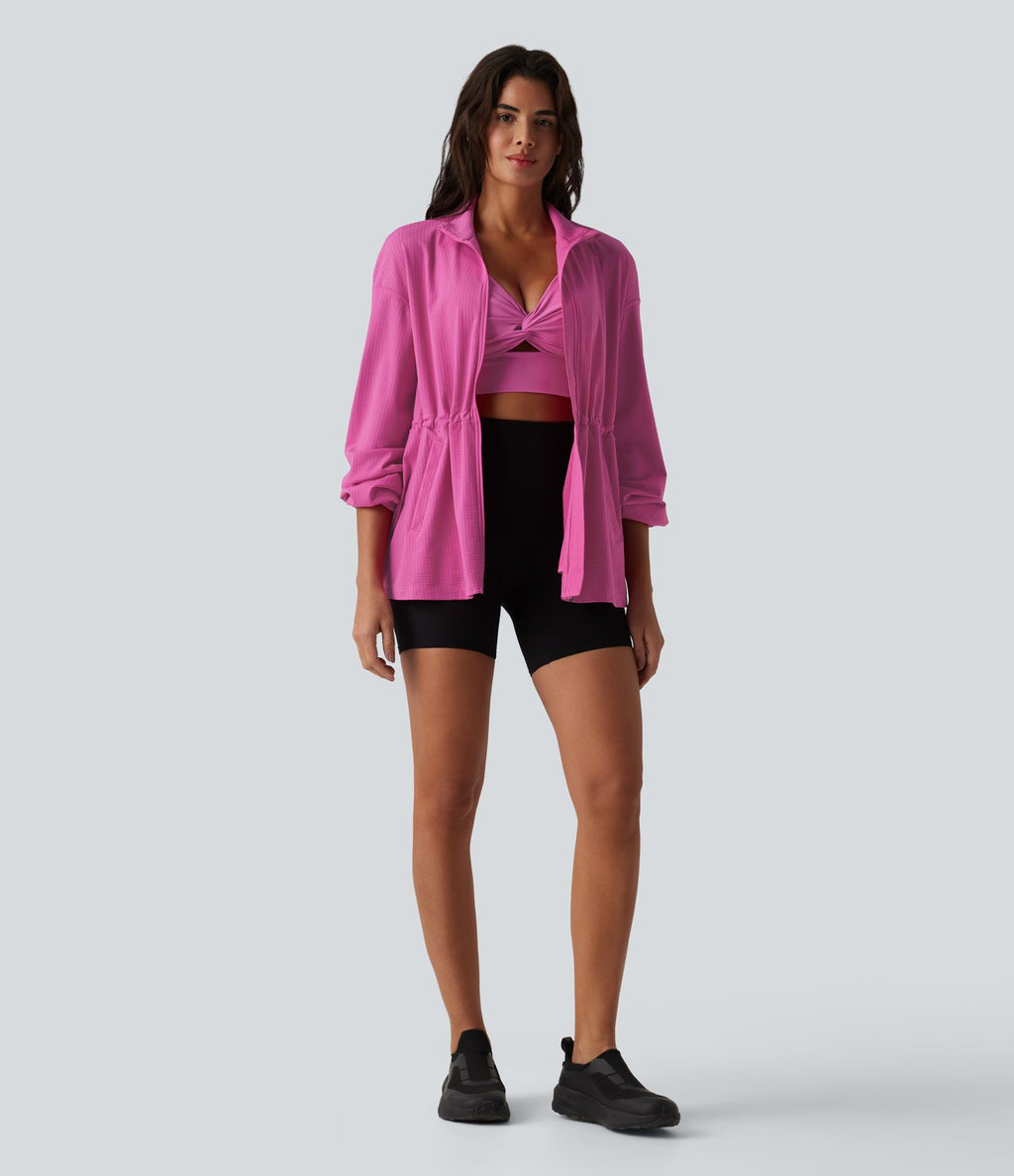 Veste sport manches longues séchage rapide à cordon de serrage intérieur - UPF40+