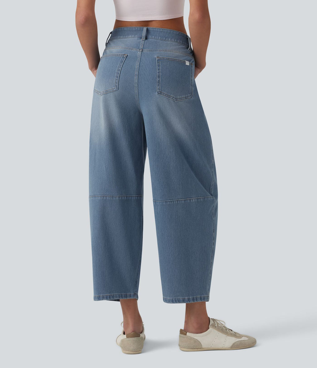 Jean Barrel 7/8 taille basse Halara Flex™ avec poches zippées