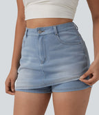 Skort Halara Flex™ jean décontracté taille haute micro avec poches