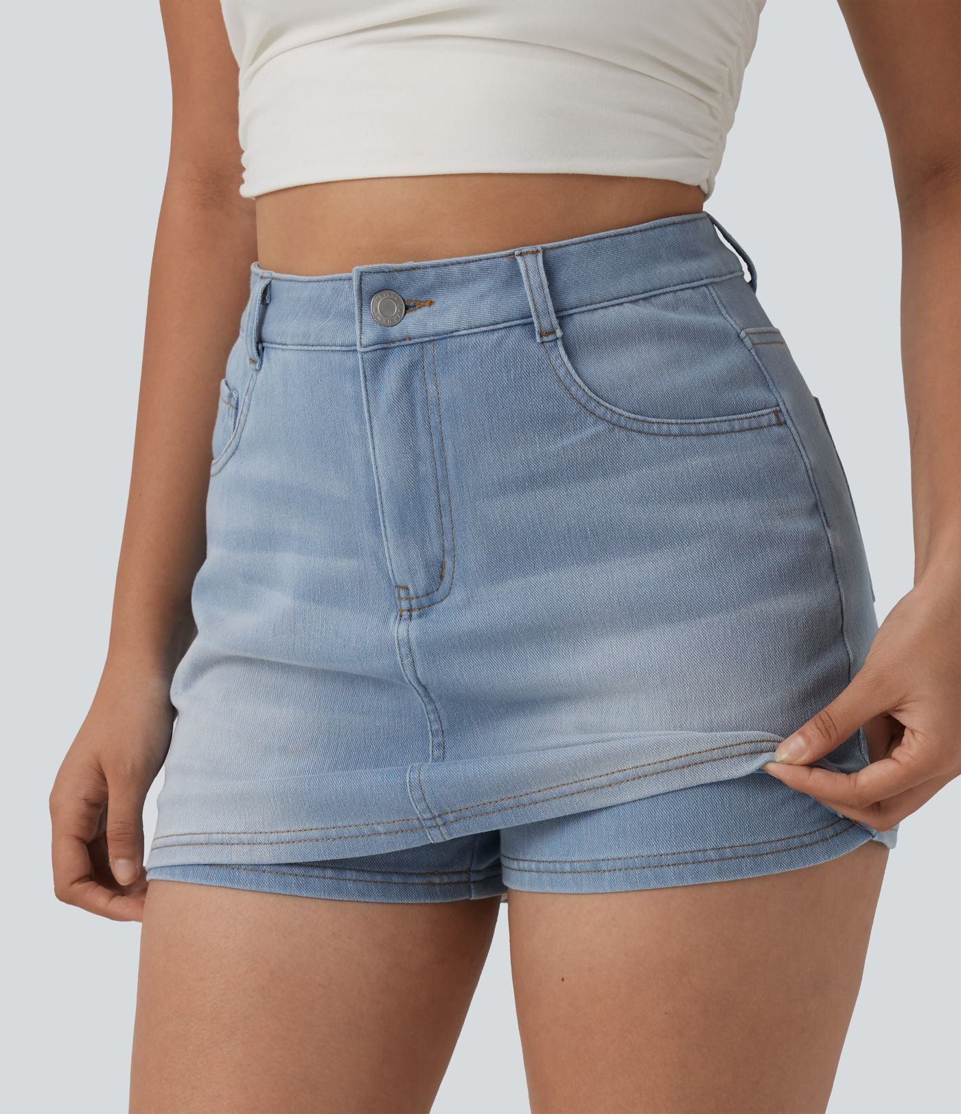 Skort Halara Flex™ jean décontracté taille haute micro avec poches