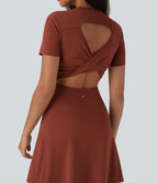 Robe de sport danse mini évasée à découpes D-F