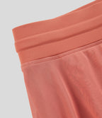 Jupe Casual Évasée Mesh Mi-Longue Fuide 2 en 1 Contrastée Taille Haute Cordon Poche Latérale