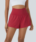 Short 7,5cm Yoga 2 en 1 Super Taille Haute Poches Arrière Poches Cachées Latérales