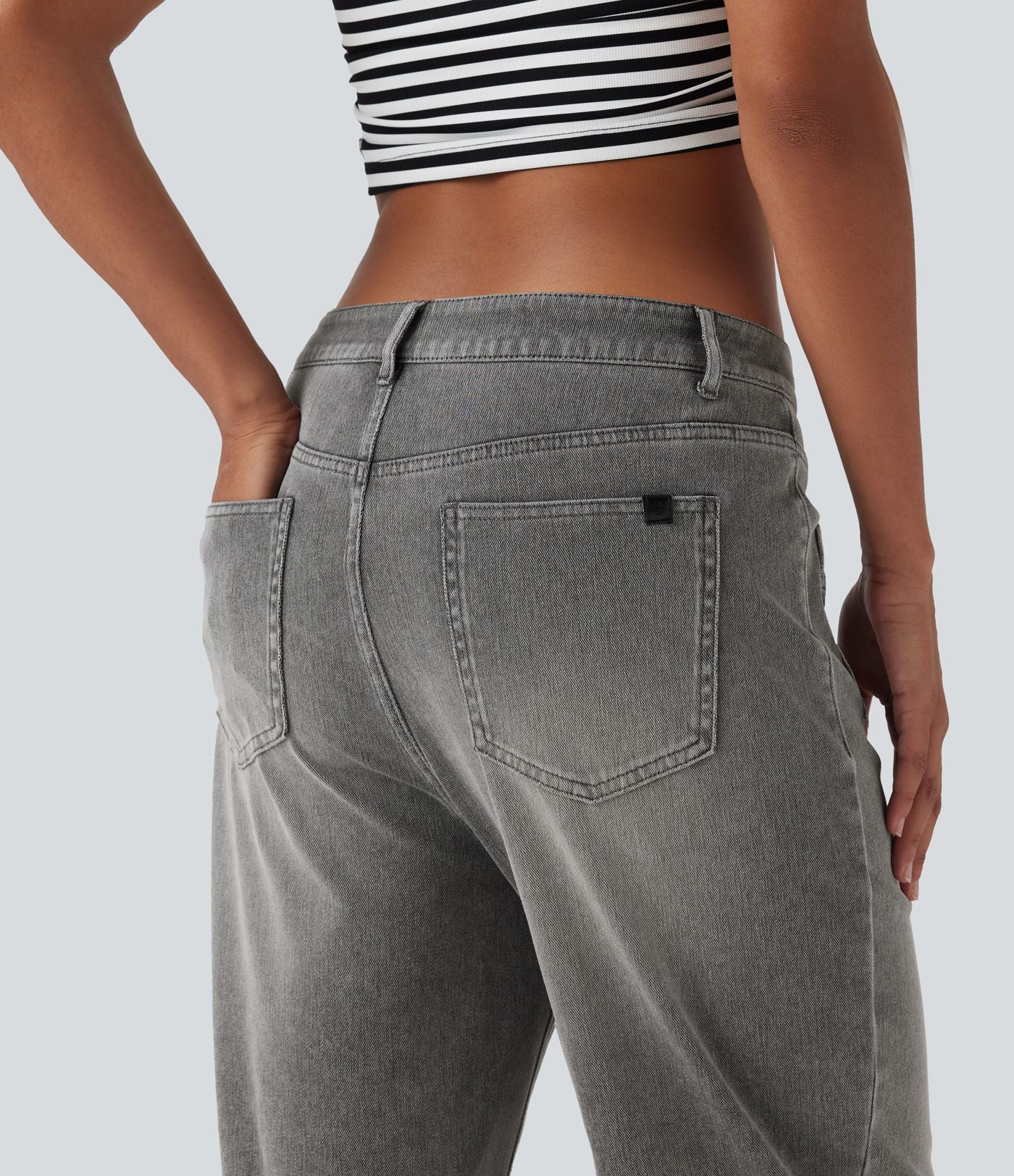 Halara Flex™ Jean coupe droite décontracté taille mi-haute avec poches