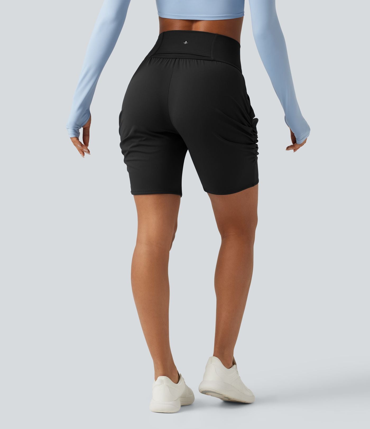 Short de yoga SoftlyZero™ Airy 18cm effet frais InstantCool taille haute froncé avec poches