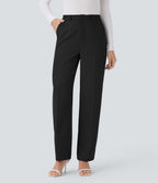 Pantalon tailleur droit à taille haute avec poches latérales