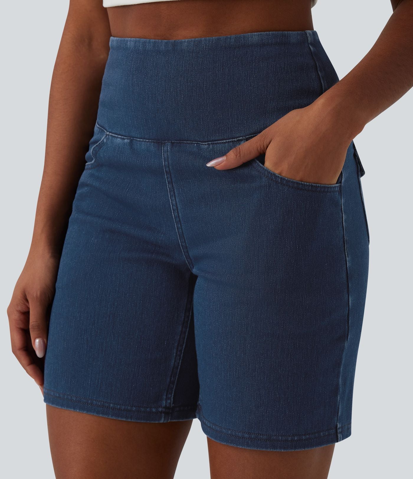 Short en jean Halara Flex™ casual gainant taille haute 17,5 cm avec poches