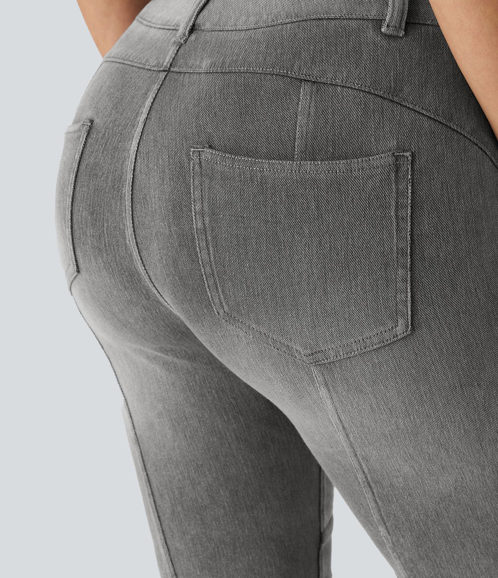 Halara Flex™ Short 22,8cm Casual En Denim Extensible Avec Poche Arrière Taille Midi
