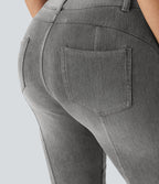Halara Flex™ Short 22,8cm Casual En Denim Extensible Avec Poche Arrière Taille Midi