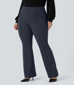 Pantalon cargo évasé taille haute grande taille avec poches à rabat latérales