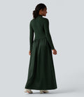 Robe pull longue tailleur col montant manches longues
