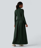 Robe pull longue tailleur col montant manches longues