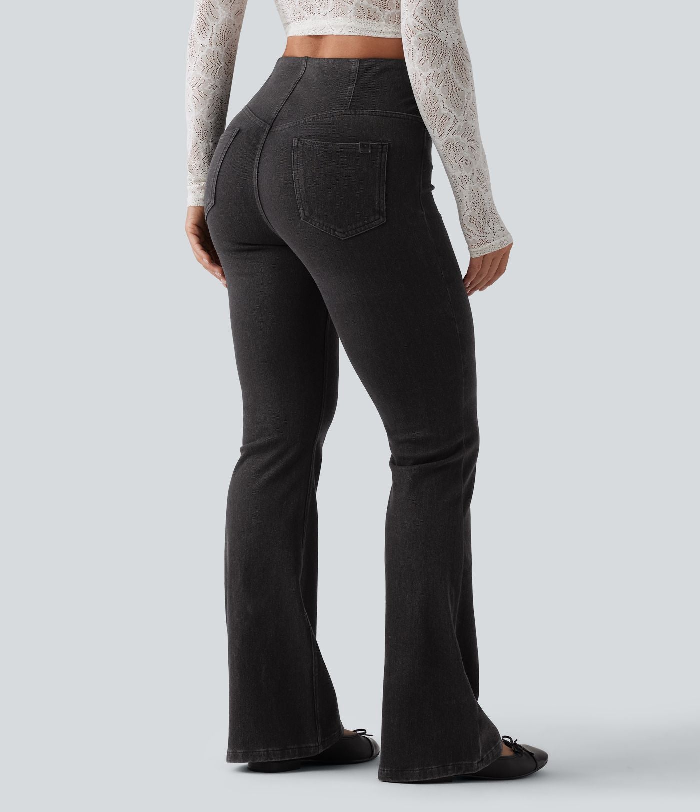 Halara Flex™ Jean évasé casual gainant taille mi-haute avec poches