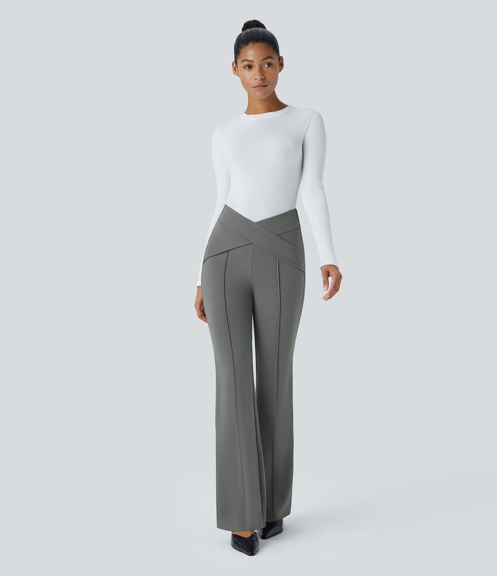 Pantalon croisé taille haute